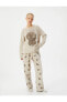 Фото #4 товара Kışlık Polar Pijama Üstü Ayıcık Figürlü Slogan Nakışlı