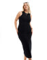 Фото #8 товара ASOS DESIGN Curve knitted racer midi dress in black