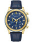 ფოტო #2 პროდუქტის Men's Chronograph Diamond-Accent Blue Leather Strap Watch 43mm Gift Set