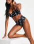 Фото #4 товара Peek & Beau high leg high waist bikini bottom with picot edging in black polka dot