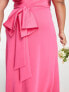 TFNC Plus Bridesmaid bow back maxi dress in fuchsia pink