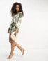 Фото #4 товара ASOS DESIGN v-neck kimono sleeve mini smock dress with cross back in mixed paisley