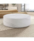 39.37" White Marble Round Coffee Table Sturdy Fiberglass Table For Living Room, No Need Assembly