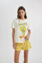 Fall In Love Looney Tunes Regular Fit Kısa Kollu Şortlu Pijama Takımı B8736ax24sm