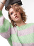 Фото #2 товара Topshop knitted slouchy jumper in green and lilac