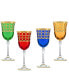 Multicolor White Wine Goblet with Gold-Tone Rings, Set of 4