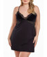 ფოტო #1 პროდუქტის Layna Plus Size Velore and Velvet-Textured Lace Trimmed Chemise