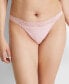 ფოტო #1 პროდუქტის Women's Cotton Blend Lace-Trim Thong Underwear, Created for Macy's