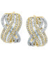 ფოტო #3 პროდუქტის EFFY® Diamond Baguette & Round Crossover Statement Earrings (1-1/2 ct. t.w.) in 14k Gold and White Gold