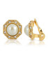 Фото #1 товара Cерьги 2028 Gold Tone Imi Pearl Crys Round Button Clip