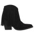 Dingo Tangles Fringe Embroidered Pointed Toe Pull On Booties Womens Black Casual