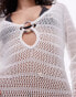 Фото #2 товара Topshop knitted shell embellished beach dress in white