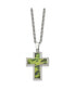 Chisel printed Green Camo Under Rubber Cross Pendant Curb Chain