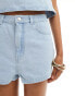 ASOS DESIGN denim micro notch shorts in blue