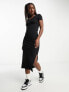 Фото #7 товара Cotton:On short sleeve ribbed midi dress in black