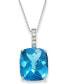 ფოტო #1 პროდუქტის 14k White Gold Necklace, Blue Topaz (7 ct. t.w.) and Diamond Pendant