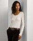 ფოტო #1 პროდუქტის Women's Rib-Knit Henley Tee