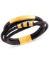 Фото #3 товара Men's Multirow Black Fiber Bracelet in Gold-Tone Ion-Plated Stainless Steel