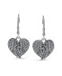 Puff Heart Shaped Guardian Angel Wings Feather Lever back Dangle Earrings For Women Oxidized .925 Sterling Silver