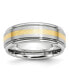 Cobalt 14k Gold Inlay Satin and Polished Wedding Band Ring