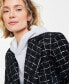 Фото #3 товара Women's Metallic Plaid Tweed Blazer, Created for Macy's