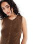 Фото #4 товара ASOS DESIGN knitted button through waistcoat dress in textured stitch in chocolate