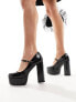 New Look mary jane platform heeled shoes in black