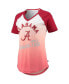 Фото #3 товара Women's White and Crimson Alabama Crimson Tide Shortstop Ombre Raglan Tri-Blend V-Neck T-shirt