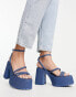 Stradivarius block heel strappy platform in denim