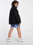 ASOS DESIGN Petite cotton pocket shacket in black