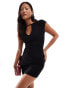 Фото #4 товара ASOS DESIGN Petite 90s clean plunge mini dress in black