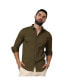 Men's Olive Green Self-Design Striped Shirt Зеленый, Средний - фото #1