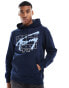 Фото #1 товара Tommy Jeans Graffiti Signature Logo Hoody in Blue