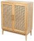 36" Wood 1 Shelf and 2 Door Cabinet with Cane Front Doors and Gold-Tone Handles