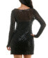 Фото #2 товара Juniors' Illusion Pearl-Sequin Mini Dress