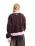 Фото #3 товара adidas Originals retro logo sweatshirt in brown and pink