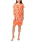 Фото #1 товара Petite Printed Border-Hem Short-Sleeve Dress