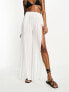 ASOS DESIGN Tall wide leg beach trousers with high splits in cream