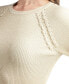 ფოტო #3 პროდუქტის Juniors' Metallic Lace-Up Raglan-Sleeve Ribbed Sweater