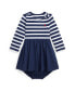 ფოტო #1 პროდუქტის Baby Girls Striped Stretch Ponte Dress and Bloomer Set