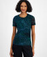 ფოტო #1 პროდუქტის Women's Printed-Mesh Short-Sleeve Top, Created for Macy's