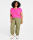 Trendy Plus Size Knot-Detail Puff-Sleeve Top, Created for Macy's