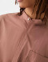 Bershka Collection grandad collar shirt in brown