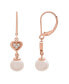 ფოტო #1 პროდუქტის Cultured Freshwater Pearl (7mm) & Diamond (1/7ct. tw.) Heart Earrings in 14K Pink Gold