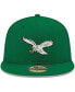 Фото #3 товара Men's Kelly Green Philadelphia Eagles Omaha Throwback 59FIFTY Fitted Hat