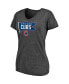 Women's Heathered Charcoal Chicago Cubs Holy Cow Hometown Collection Tri-Blend V-Neck T-shirt
