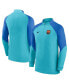 Men's Blue Barcelona Strike Drill Performance Raglan Quarter-Zip Long Sleeve Top