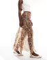 Фото #3 товара Miss Selfridge chiffon ruffle split maxi skirt in animal print