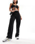 River Island wide leg side stripe jogger in black