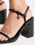 River Island embossed block heeled sandal in black